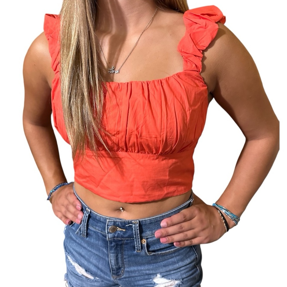 Abercrombie & Fitch Coral Cropped Top Scrunched Strap, NWT, M